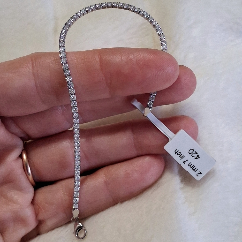 925 Moissanite Tennis Bracelet Size 7* 2mm